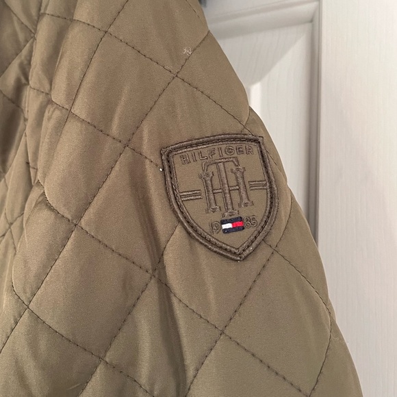 NWOT Tommy Hilfiger Water Resistant Faux Fur Trim Hood Puffer Coat M Green/Blue - Picture 7 of 15